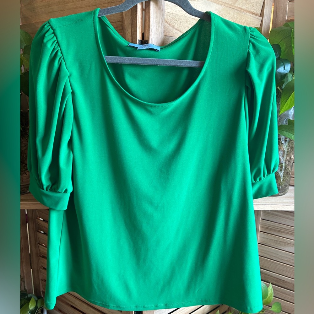CeCe Green Blouse Relaxed Fit
